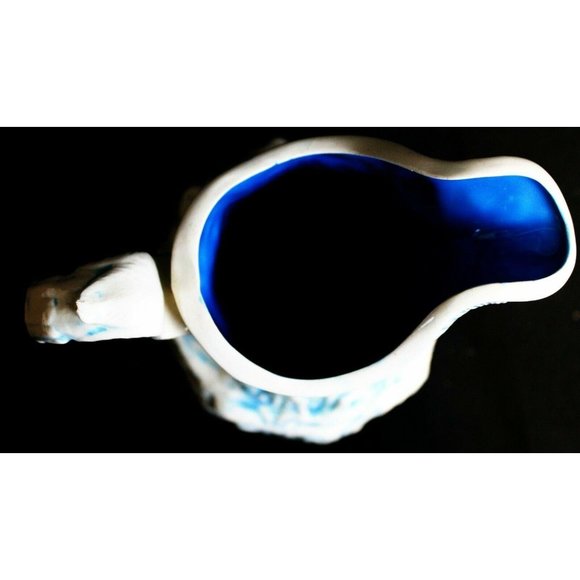VTG 73 Hand Painted Sign French Country Ceramic Pitcher Blue Lover Renaissance - Picture 8 of 9